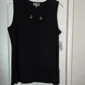 JM Collection Black Sleeveless Sweater with Grommet Accent
